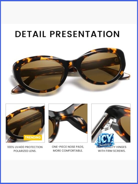 Retro Oval Cat Eye Polarized Sunglasses UV Protection Narrow main image 6